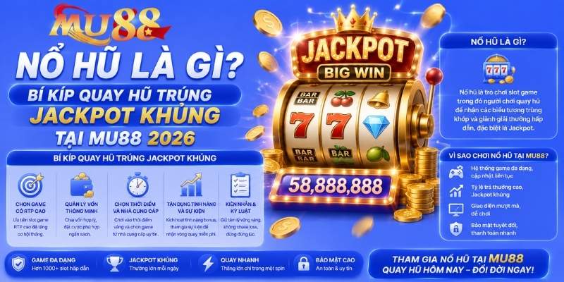 Nổ hũ là gì? Bí kíp quay hũ trúng Jackpot khủng tại MU88 2026